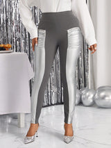 SHEIN Lady Two Tone Ruched Wide Waistband Leggings