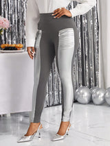 SHEIN Lady Two Tone Ruched Wide Waistband Leggings