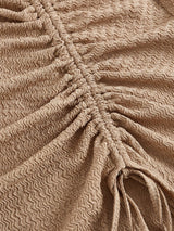 SHEIN MOD Asymmetrical Neck Drawstring Split Thigh Dress Ruched Dress