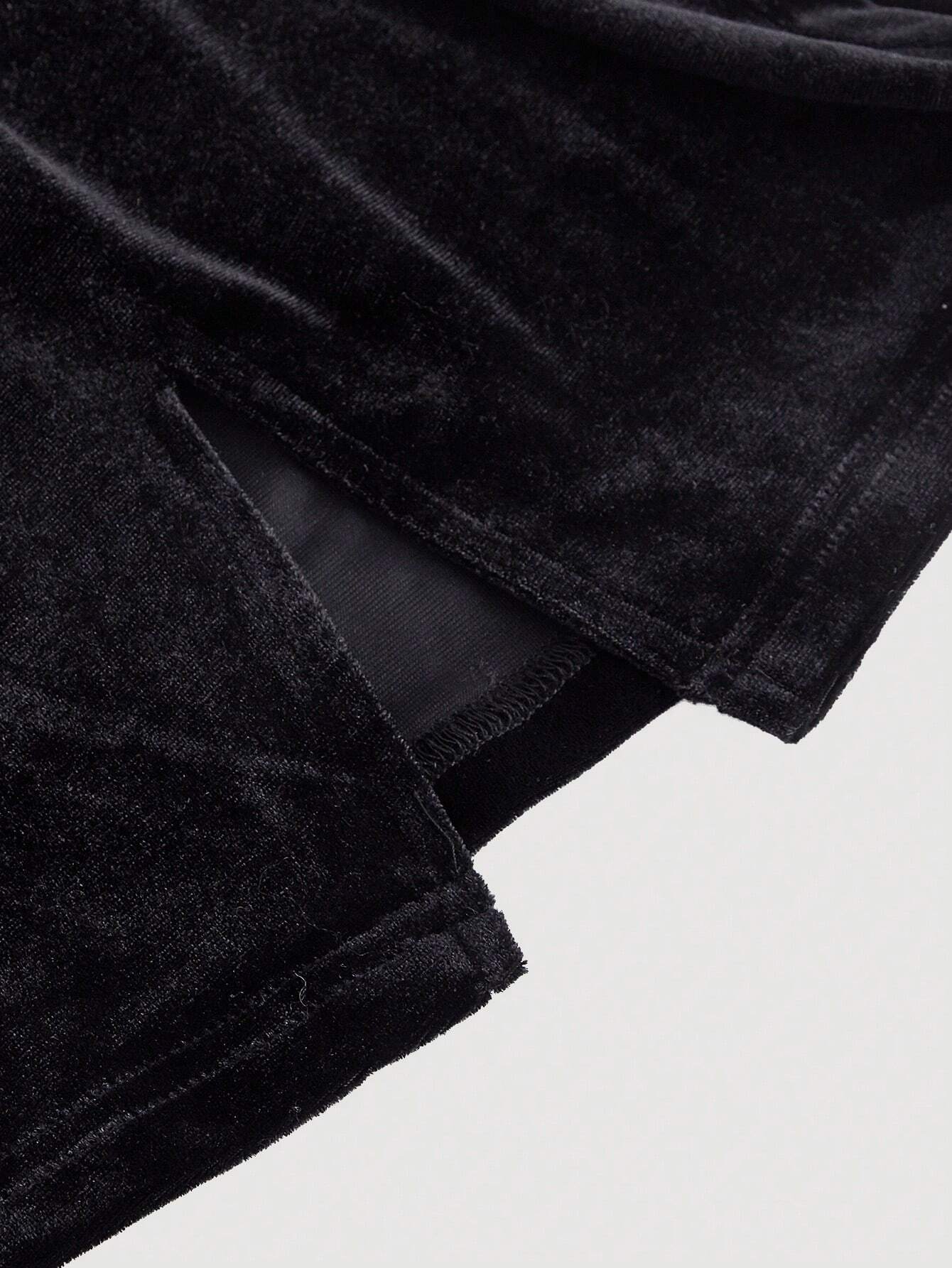 SHEIN MOD Black Color Cardigan With Simple Pleated Fitted Jumpsuit Flare Leg Pants, Casual Holiday Jumpsuit