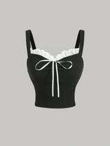 MOD Black Lace Trim Camisole Top For Women,Cruise Women,Halloween,Fall Women,Sexy Top BY SHEIN 