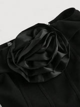 SHEIN MOD Black Maxi Three-Dimensional Flower Corset Top