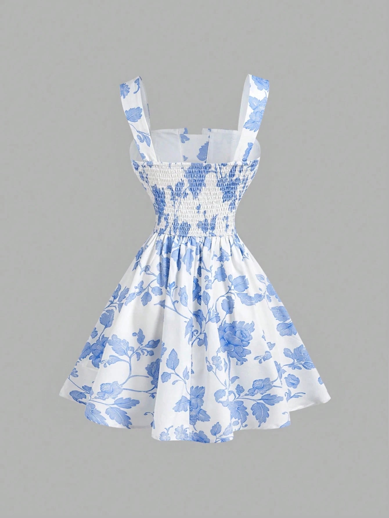 SHEIN MOD Elegant Romantic White And Blue Floral Floral Print Dress