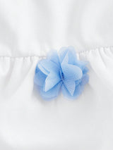 SHEIN MOD Elegant White And Blue Summer Tea Party Multilayer Puffy Dress