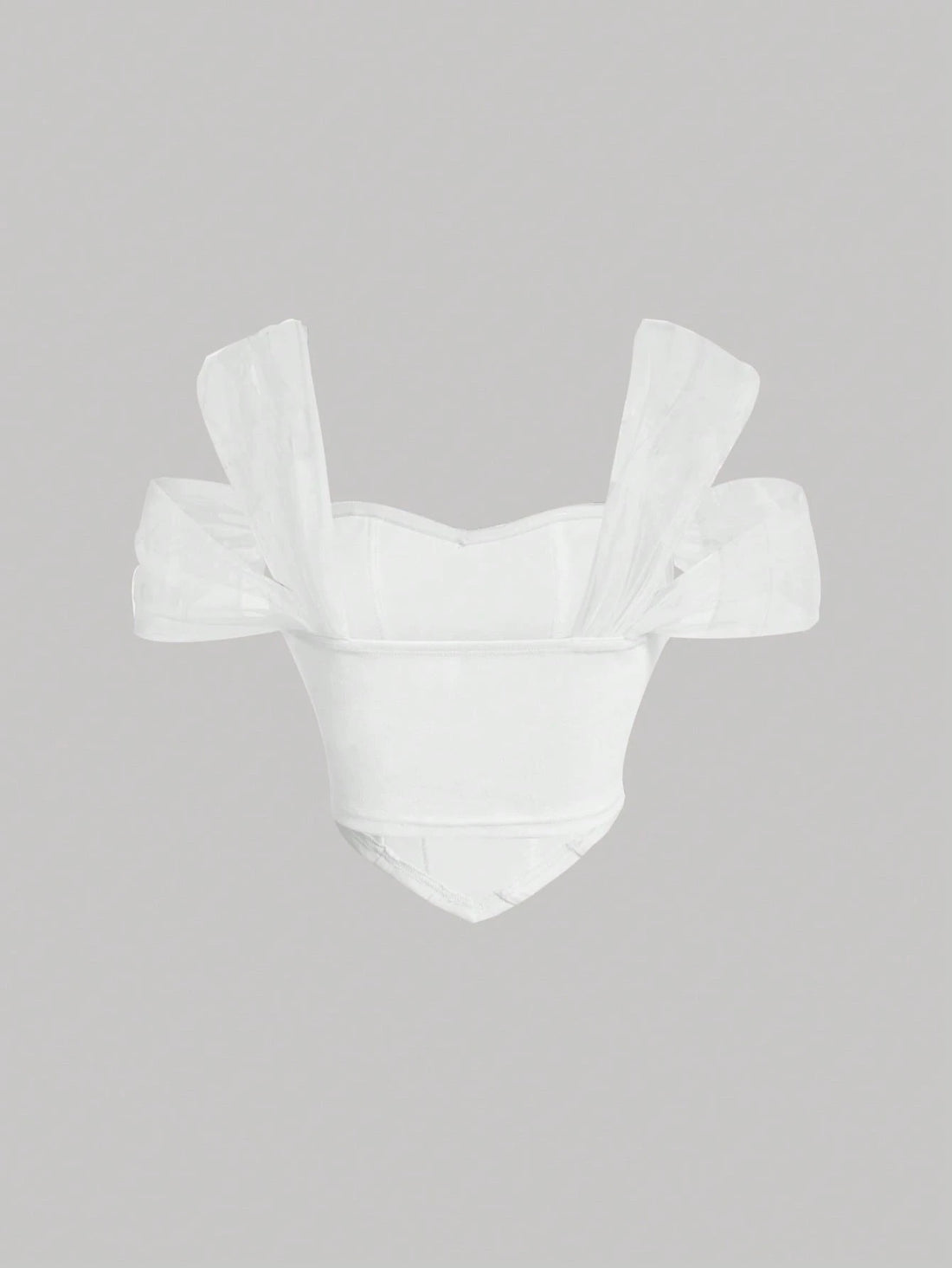 SHEIN MOD Solid Asymmetrical Hem Mesh Panel Bodycon White Summer Corset Structure Top - view 2