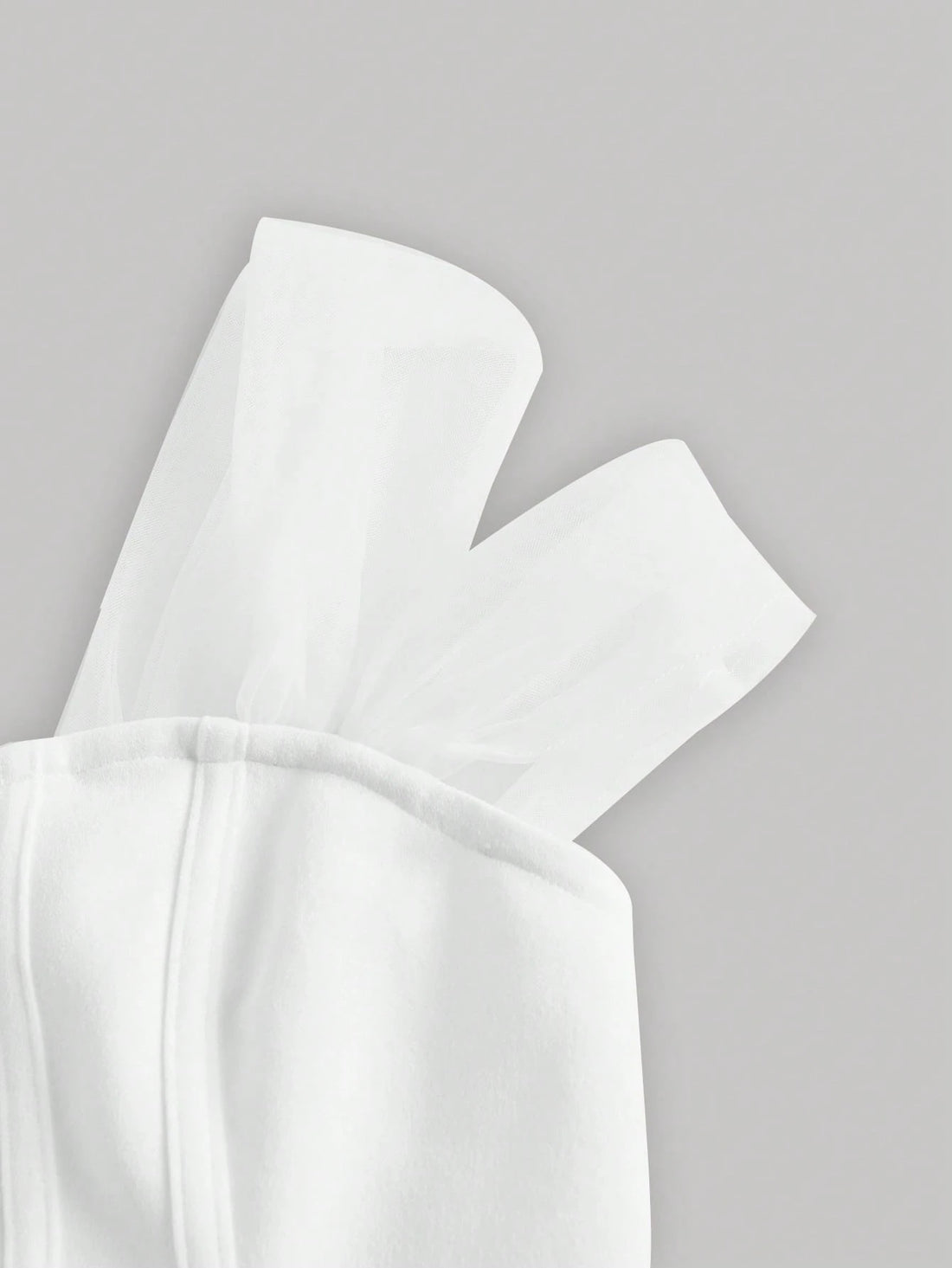 SHEIN MOD Solid Asymmetrical Hem Mesh Panel Bodycon White Summer Corset Structure Top - view 3