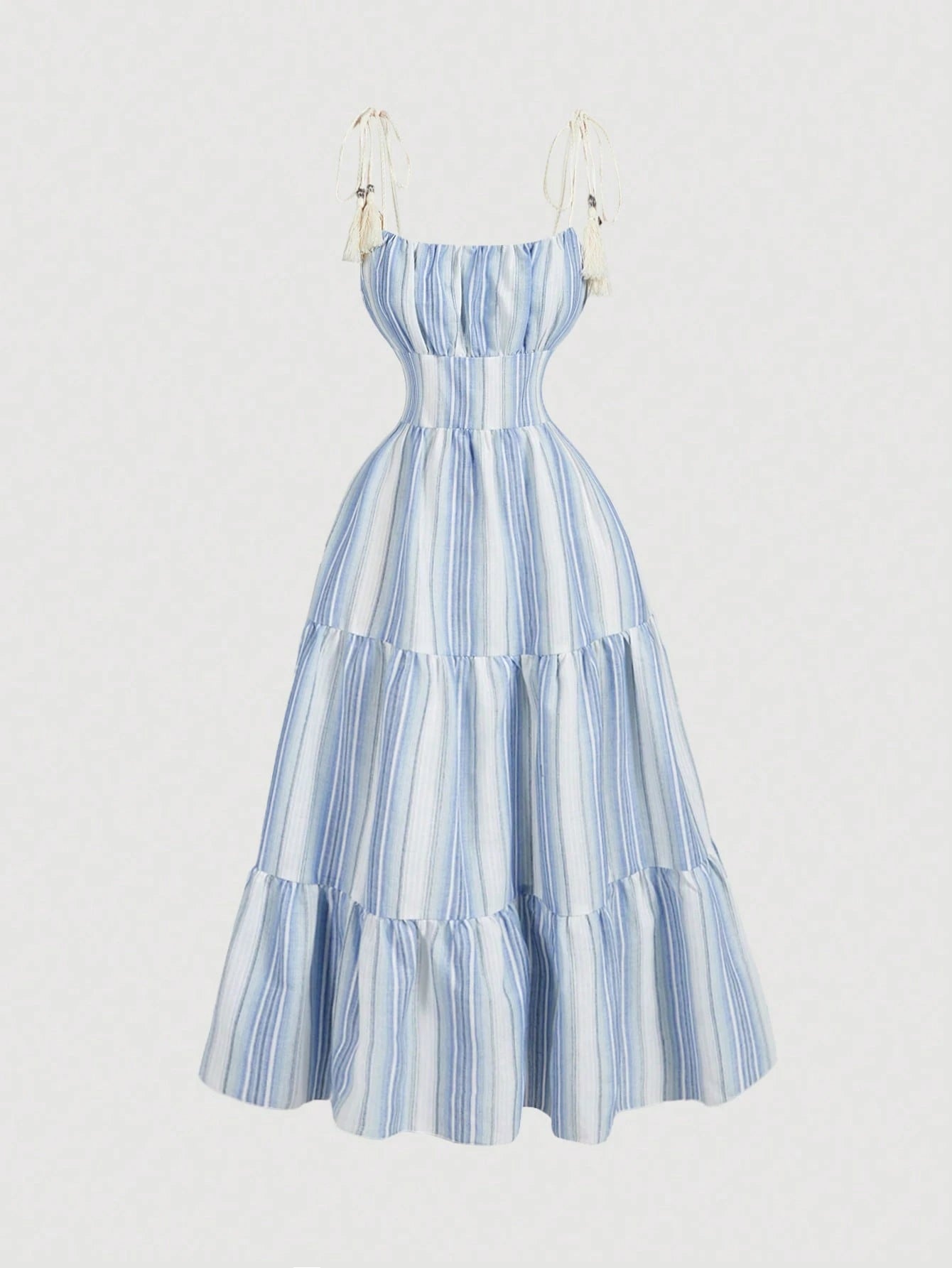 SHEIN MOD Striped Tie Bow Embellished Boho Holiday Dress