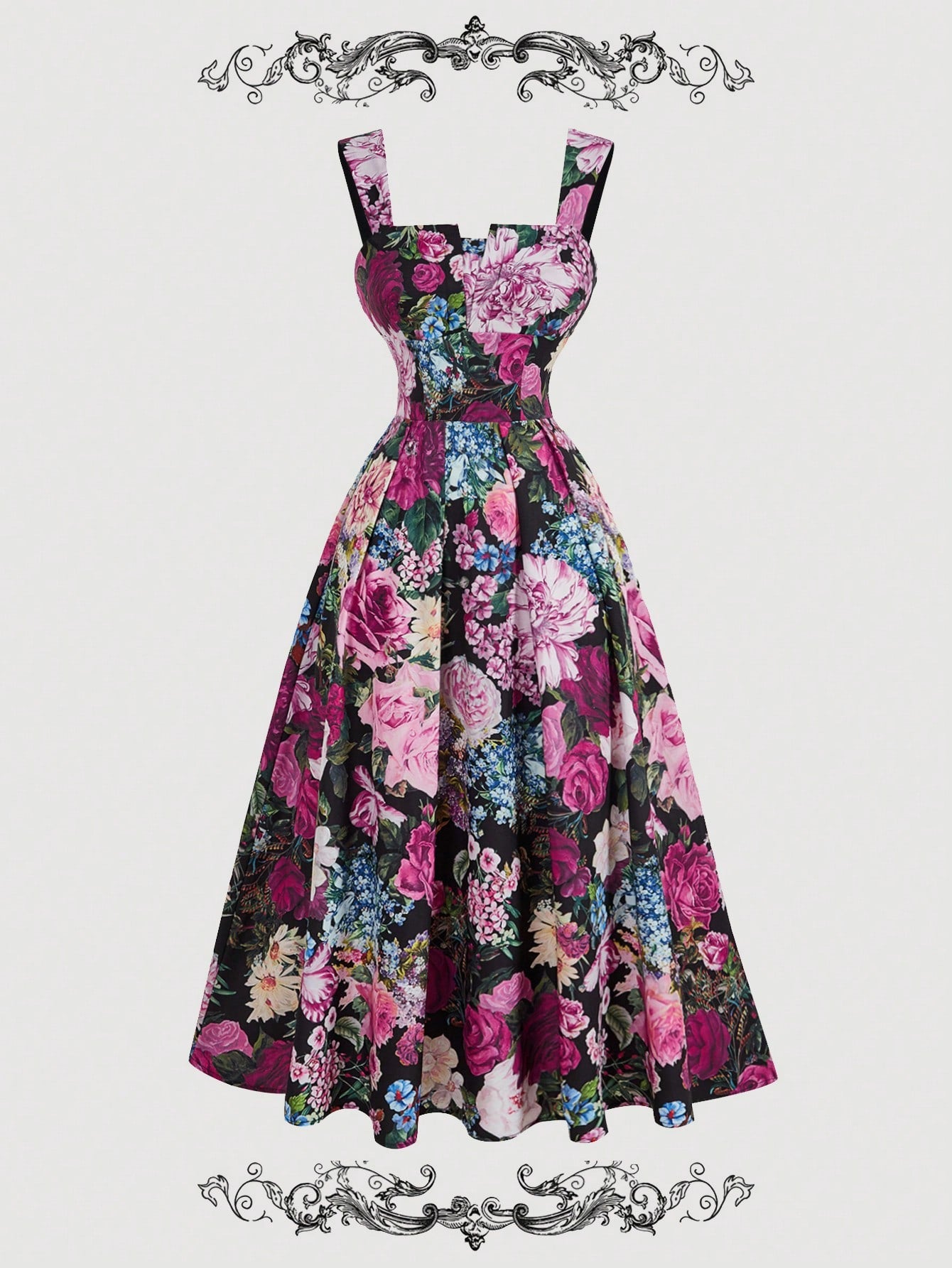 Floral patterned dress on a white background