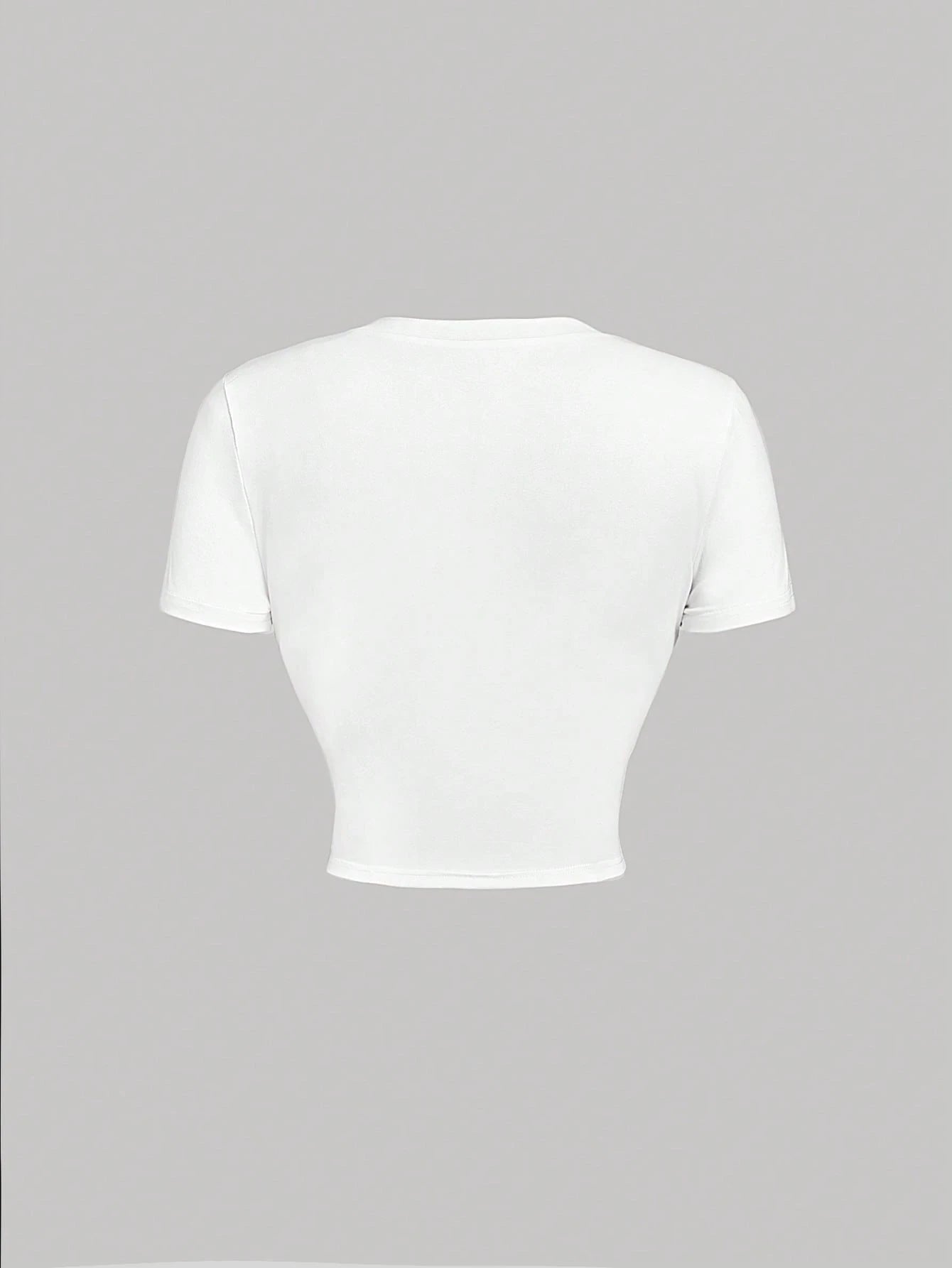 SHEIN MOD White Cropped Center Front Landscape Print Vacation T-Shirt