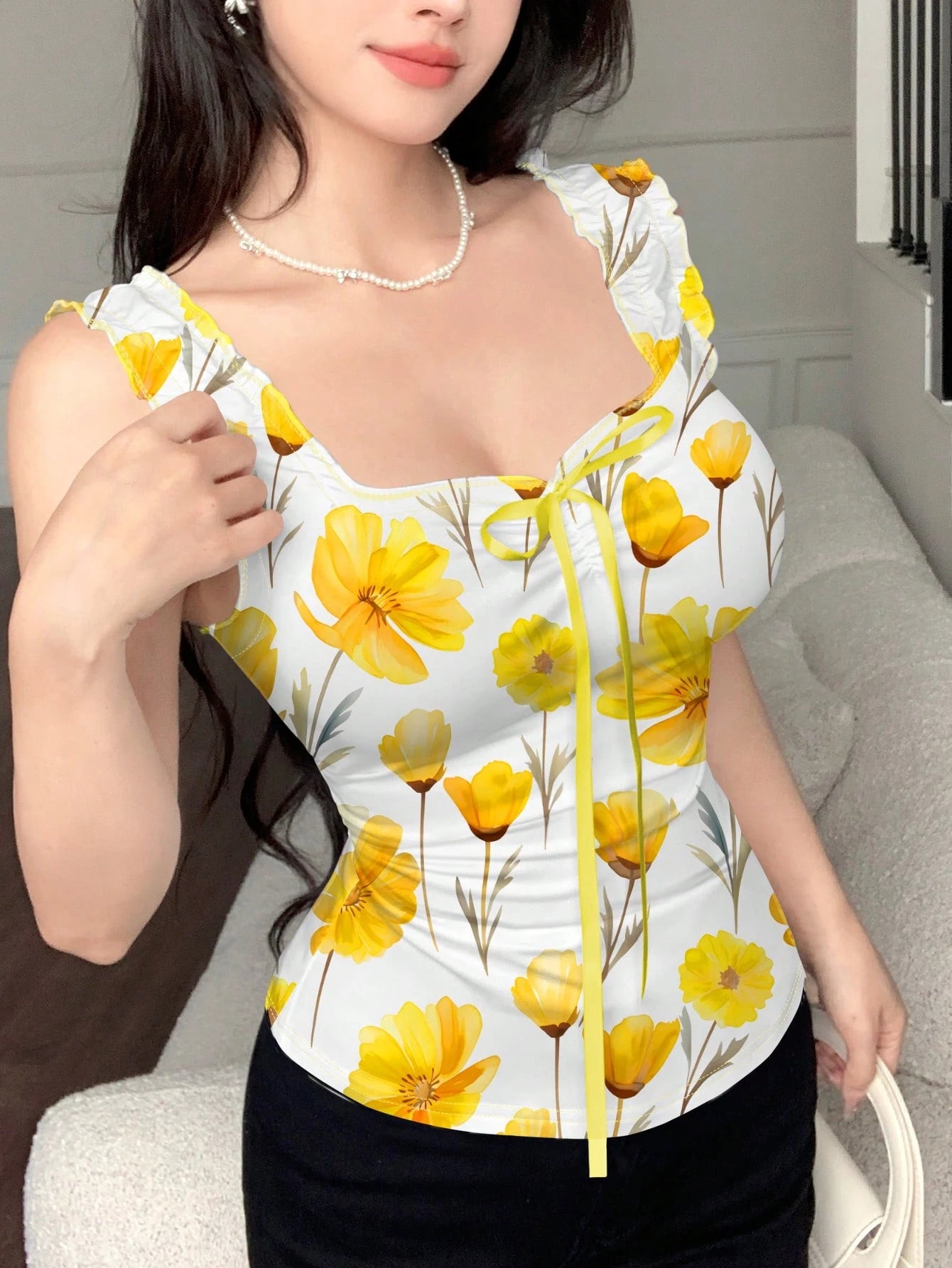 SHEIN Modelyn Heart Print Layered Camisole Top