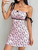 SHEIN PETITE Women Sexy Tie Waist Ditsy Floral Camisole Dress