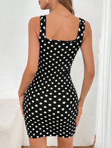 SHEIN Privé Polka Dot Print Square Neck Bodycon Cami Dress