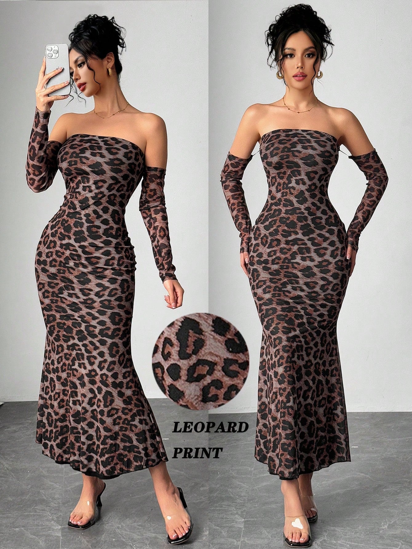 SHEIN Raffinéa Stylish Women's Slim Fitting Sexy Long Dress With Fish Tail Sleeve