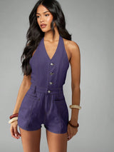 SHEIN Romper MISSGUIDED Vintage Inspired Denim Halter Romper 