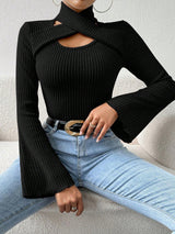 RosyDaze Flared Long Sleeve Hollow Out Top Fall Cloth For Women BY SHEIN 