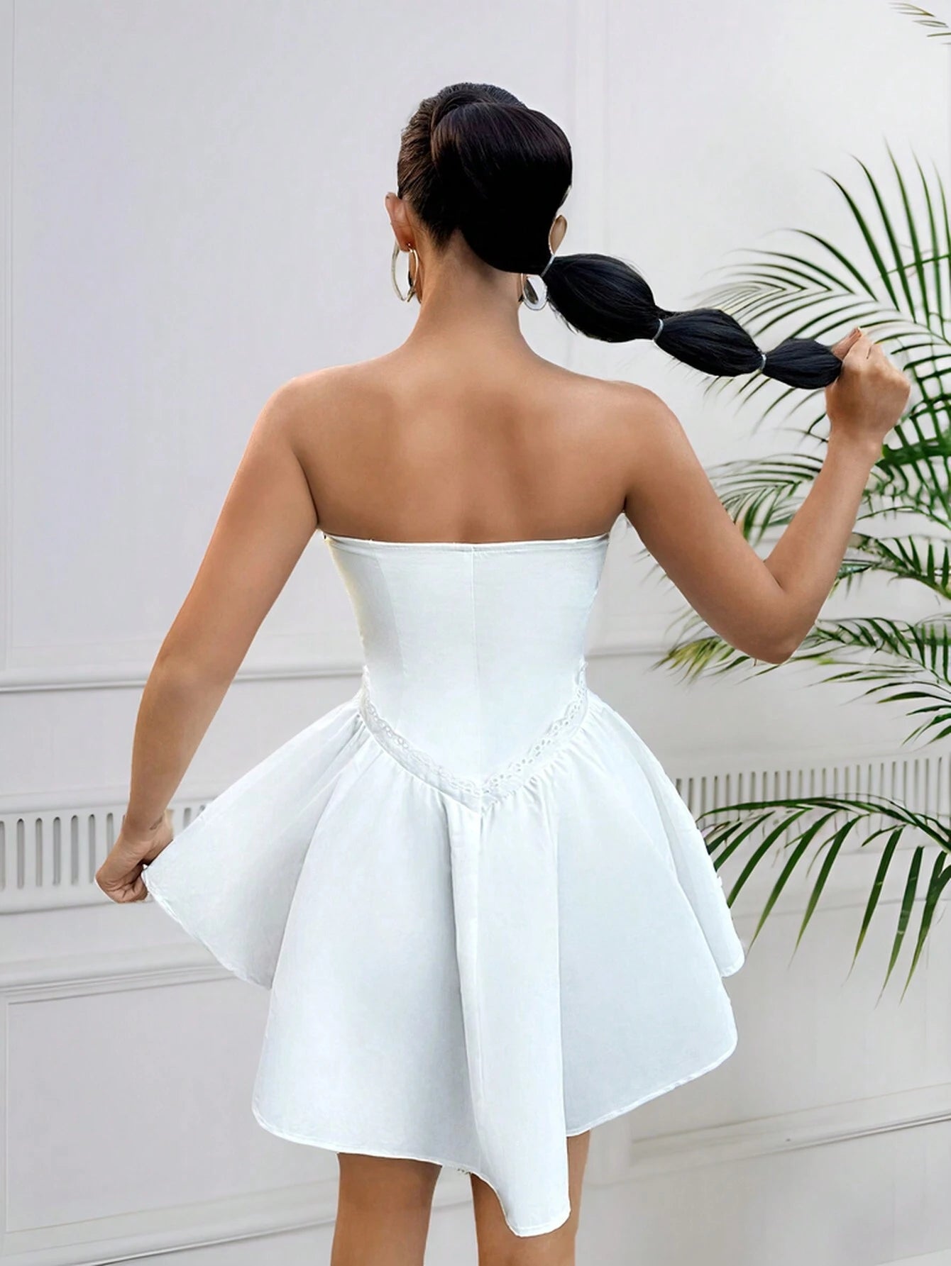 SHEIN SXY Ladies' Color-Block Strapless Asymmetrical Hem Jumpsuit 