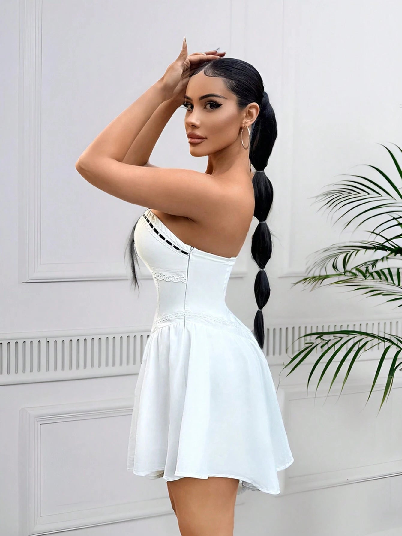 SHEIN SXY Ladies' Color-Block Strapless Asymmetrical Hem Jumpsuit 