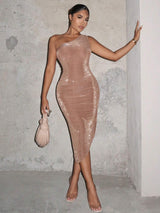 SHEIN SXY One Shoulder Asymmetrical Hem Bodycon Dress