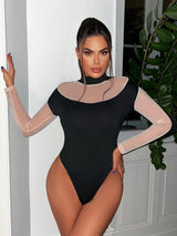 SHEIN SXY Two Tone Mock Neck Bodysuit