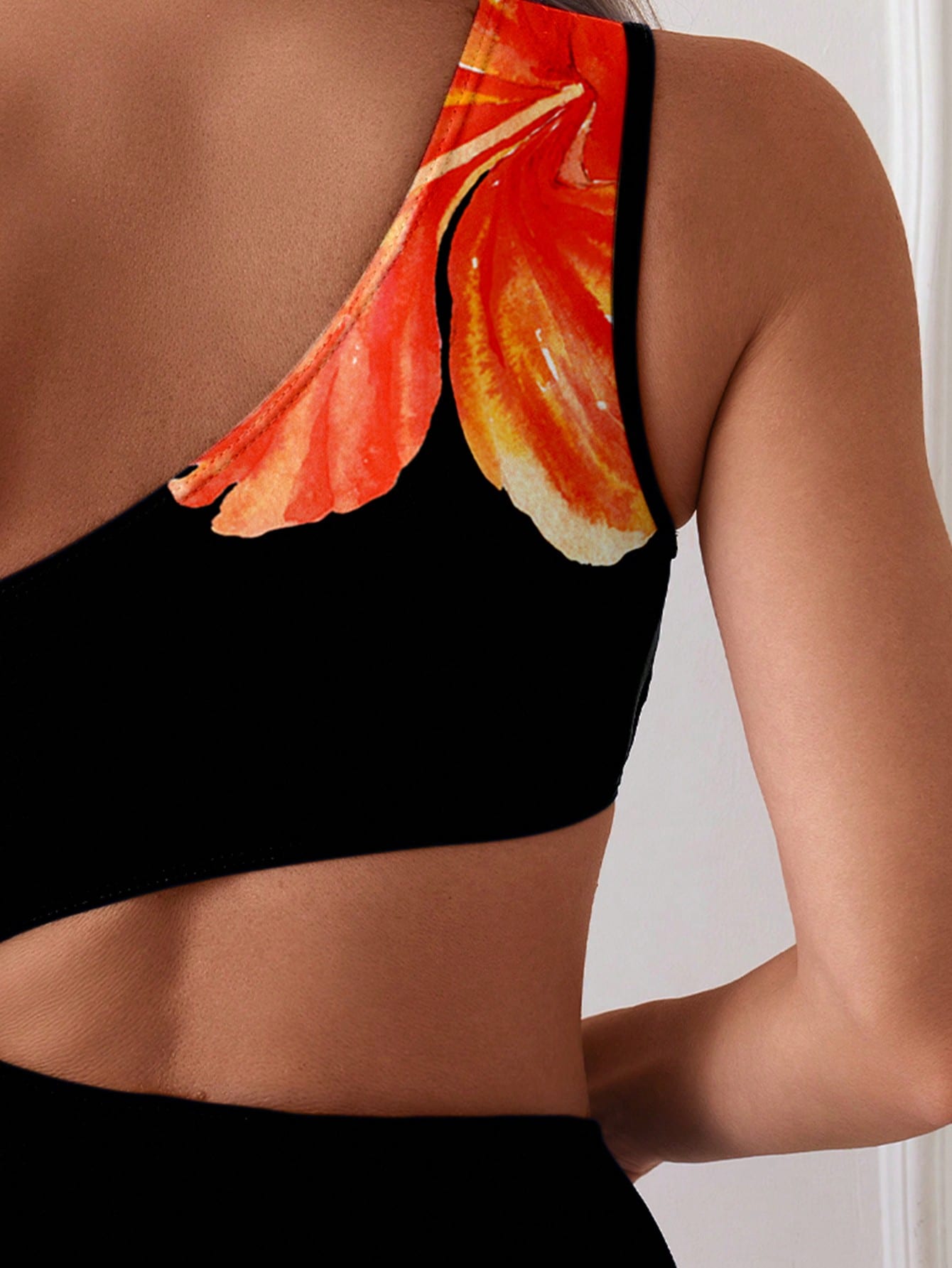 SHEIN Swim 1pc Women One-Piece Swimsuit, Asymmetric Shoulder