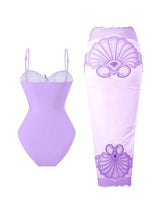 SHEIN Swim Oasis Women's Summer Beach Vacation Hollow-Out Starfish Decor Ruched Tummy Control One-Piece Swimsuit