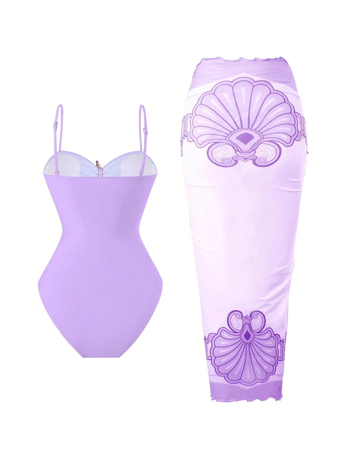 SHEIN Swim Oasis Women's Summer Beach Vacation Hollow-Out Starfish Decor Ruched Tummy Control One-Piece Swimsuit
