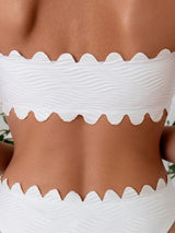 SHEIN Swim Summer Women Bandeau Style Vacation Bikini Set With Straps, Simple And Fashionable Two-Piece Swimwear