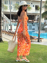 SHEIN Swim Women's Summer Ombre Starfish Print One-Piece Swimsuit With Beach Skir