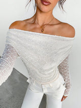 SHEIN Top Aloruh Women's Solid Color Asymmetric-Shoulder