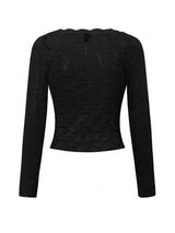 SHEIN Women's French Lace Bowknot Top, Gothic Black - view 4