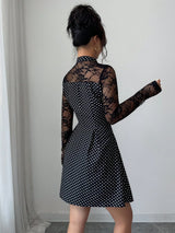 SHEIN Selianne Elegant 70s Retro 90s Vintage Vacation Collar Black And White Polka Dot Dress
