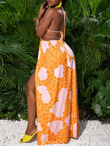 SHEIN Slaydiva Orange Polyester Sleeveless Casual Dress