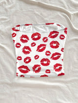 SHEIN Soleia 1 pc Women Fashion Versatile Lip Print Bandeau Top Suitable For Going Out
