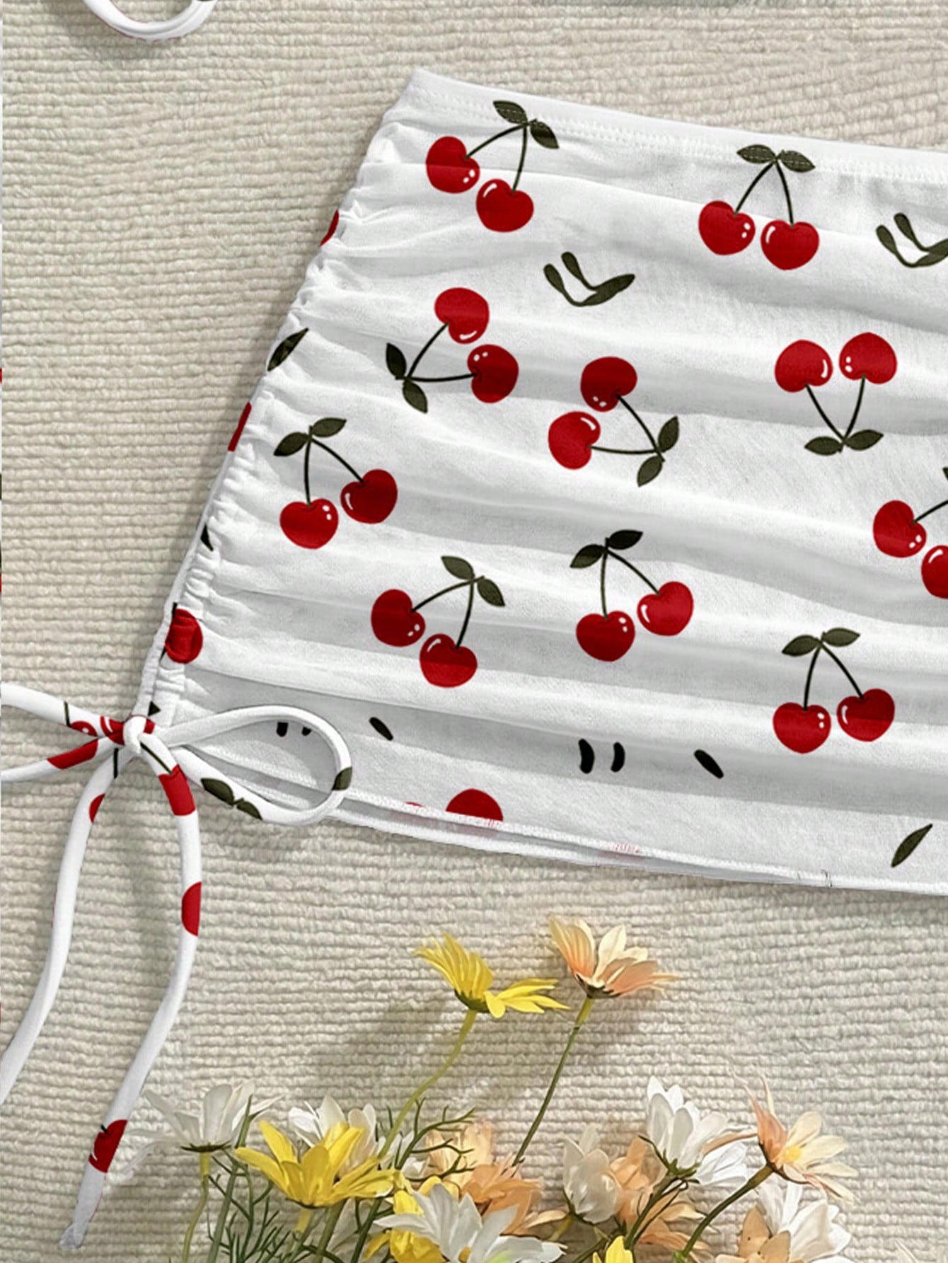 SHEIN Soleia Casual Minimalist Cute Cherry Print Pattern Women's Swimwear Set