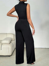 SHEIN Solid Color Sleeveless Simple Fashionable Casual Jumpsuit, Everyday Wear