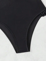 SHEIN Summer Beach Women's Ruffle Edged Front Knot One Piece Swimsuit