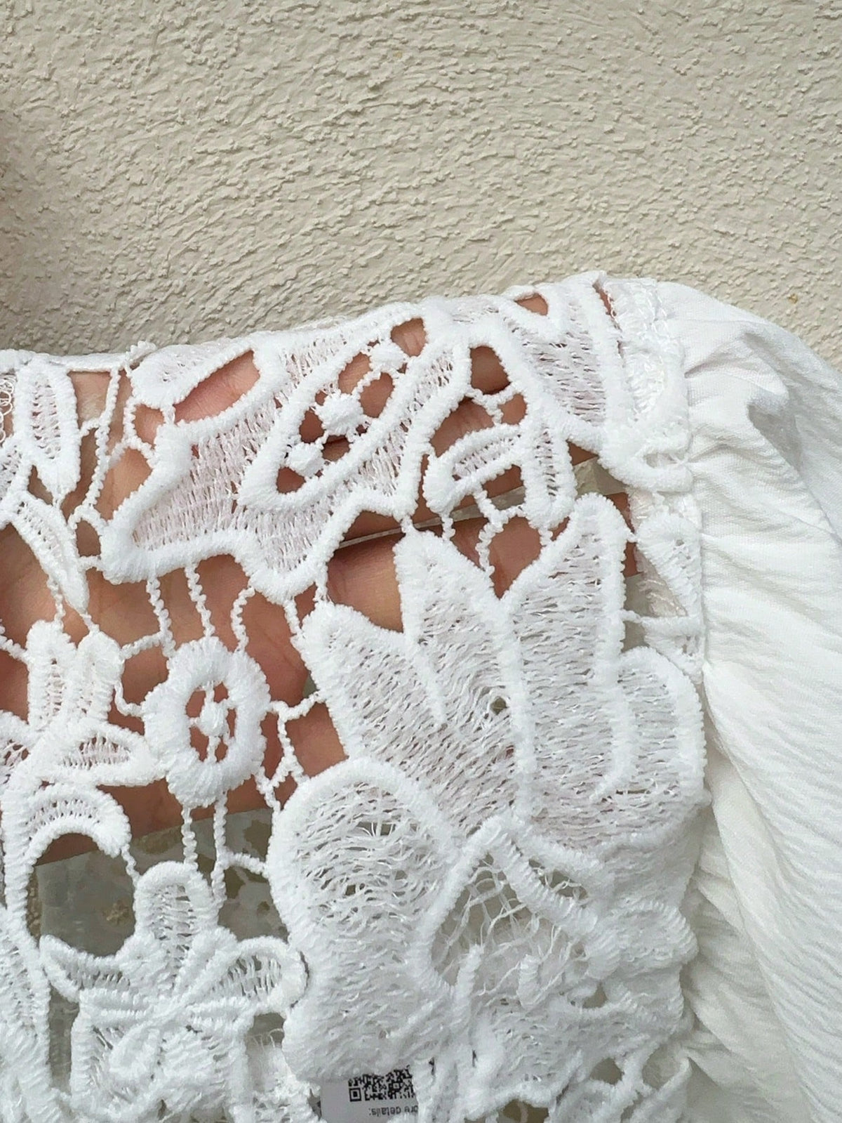 SHEIN Sunnyshic Women's White Lace Jacquard Splice Off Shoulder Blouse Short Sleeve Top - view 4