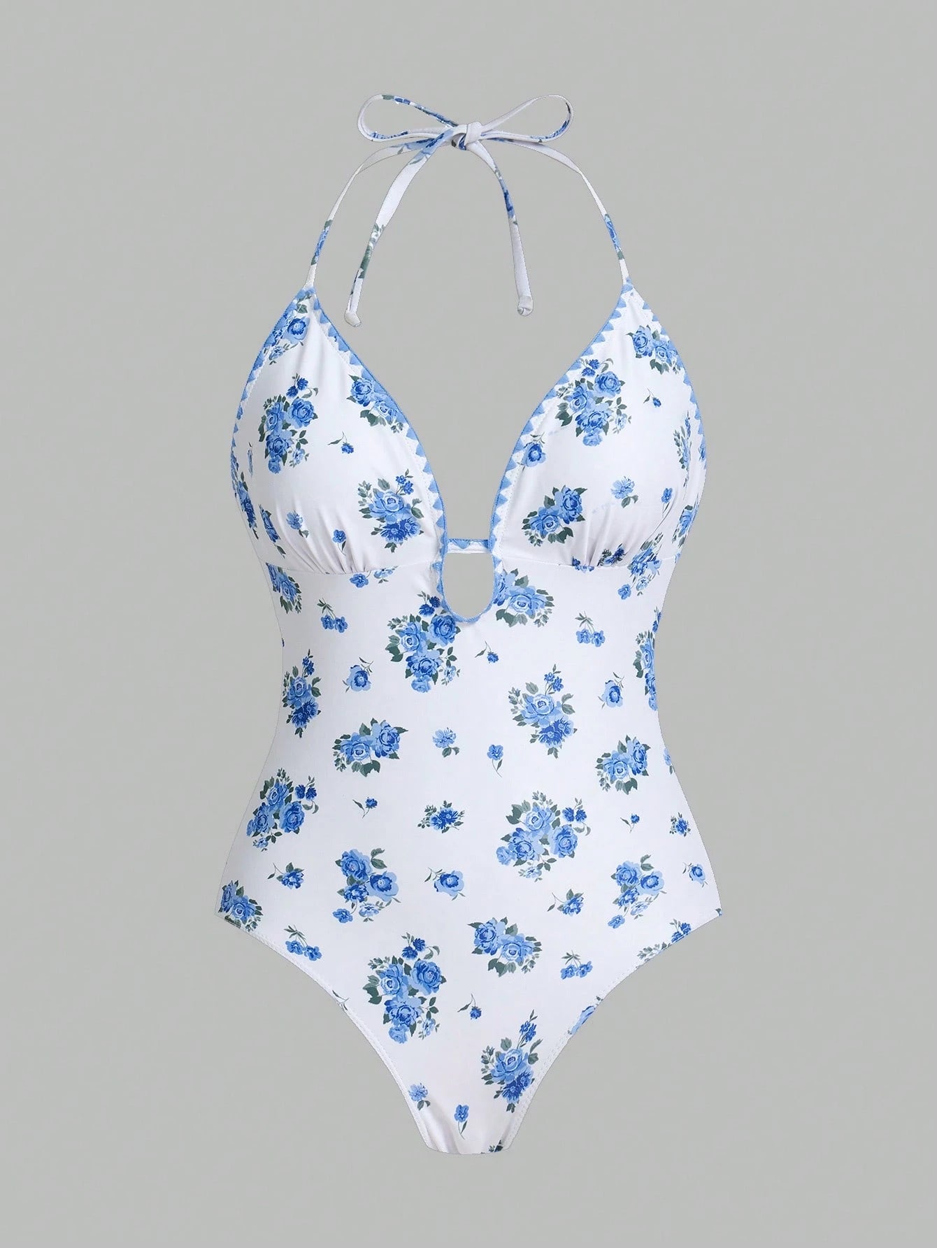 SHEIN Sweetra 1pc Women's Cute Ditsy Floral Print One-Piece Swimsuit, For Summer Beach Vacation