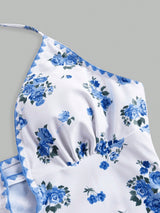 SHEIN Sweetra 1pc Women's Cute Ditsy Floral Print One-Piece Swimsuit, For Summer Beach Vacation