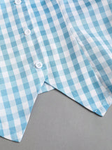 SHEIN Sweetra 2022 Summer New Sweet Fitted Sleeveless Navy Collar Plaid Crop Shirt