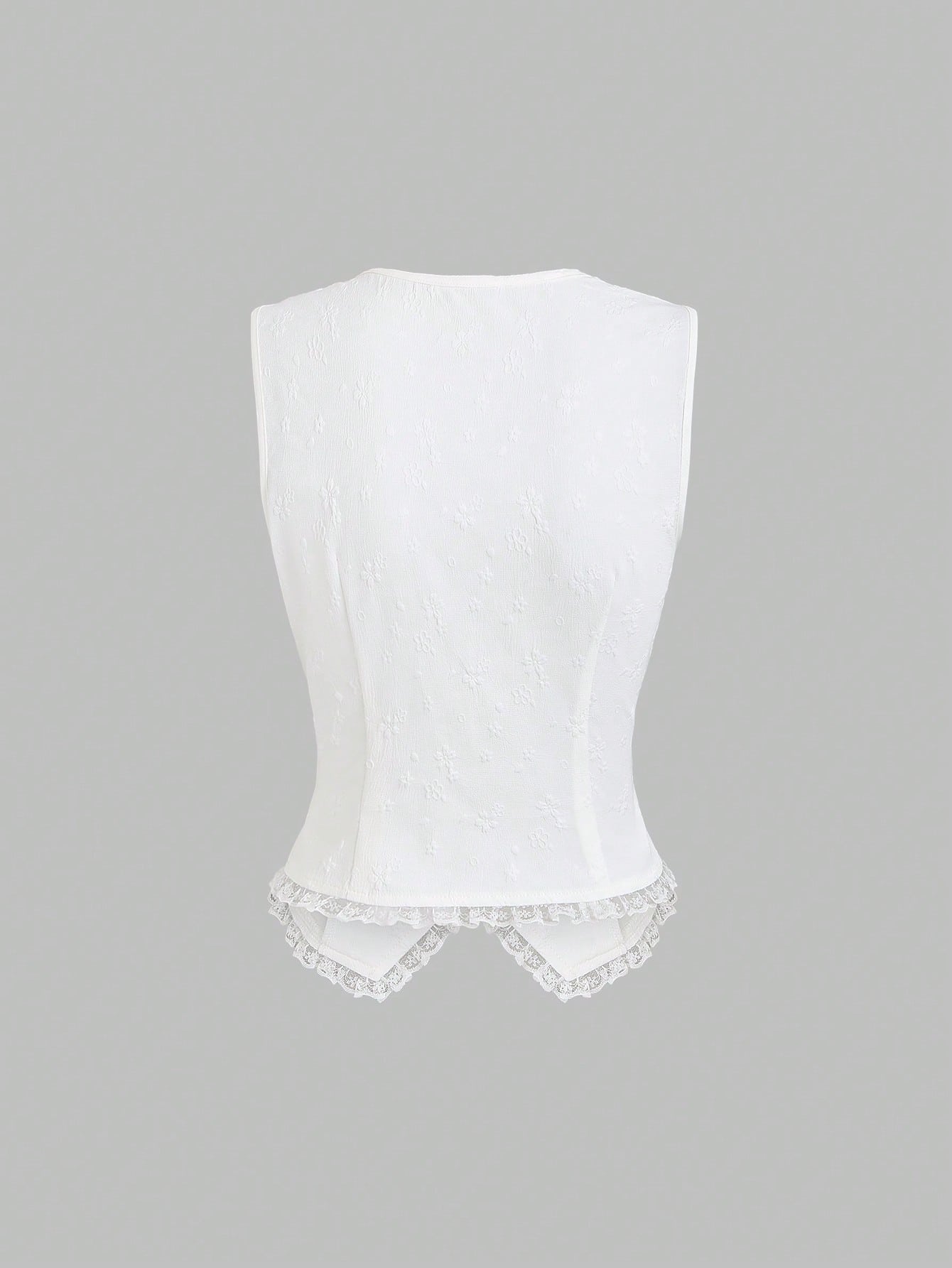 SHEIN Sweetra Premium Sleeveless Blazer Jacket For Women, Elegant Office Lace Patchwork Business Vest