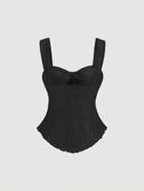 SHEIN Sweetra بلوزة كامي قصيرة بطبعة مخططة وربطة عنق للنساء