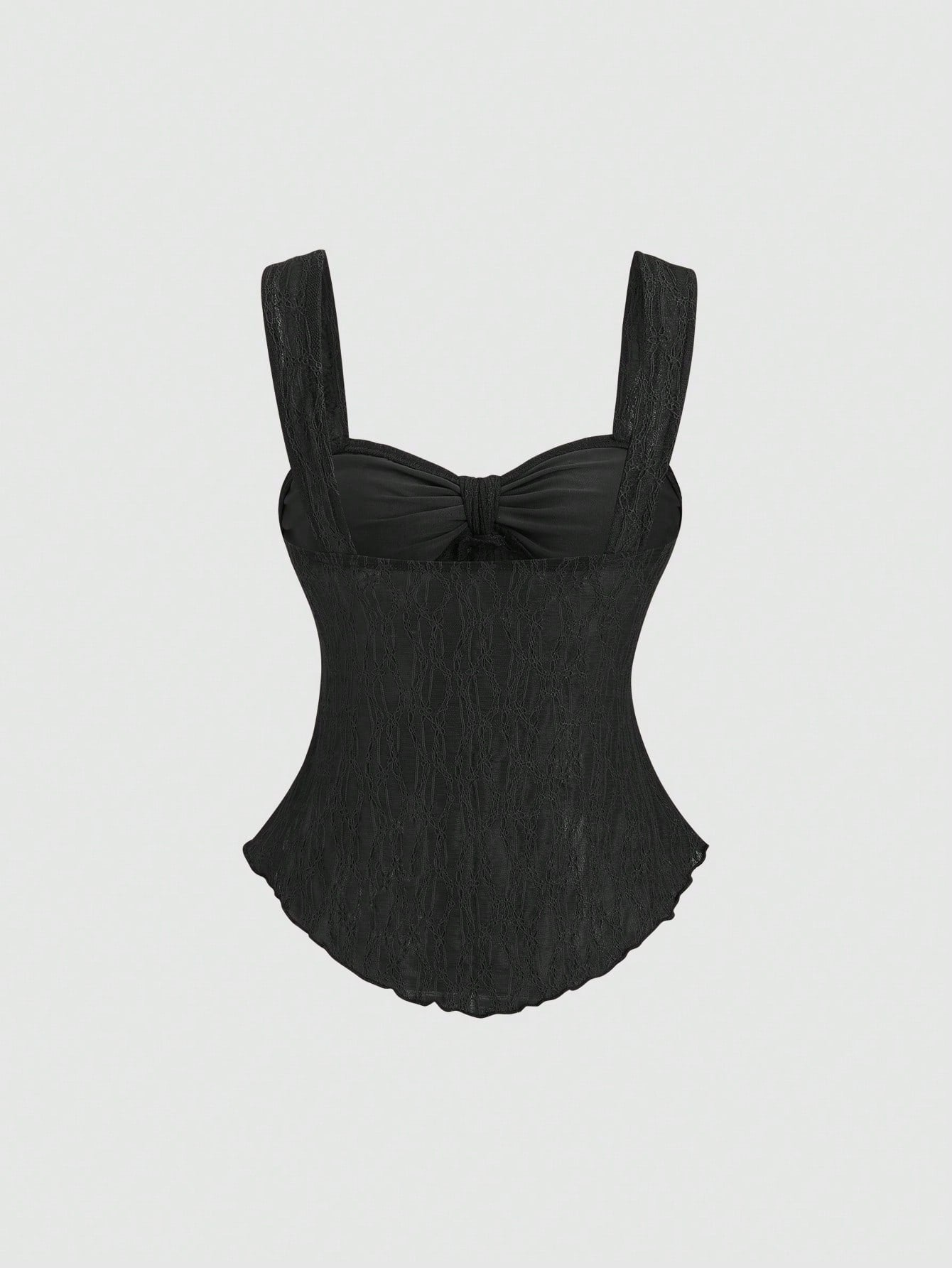 SHEIN Sweetra بلوزة كامي قصيرة بطبعة مخططة وربطة عنق للنساء
