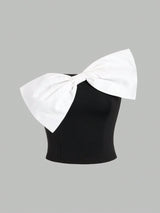 SHEIN Sweetra Women's Color Block Strapless Top With Large Bow