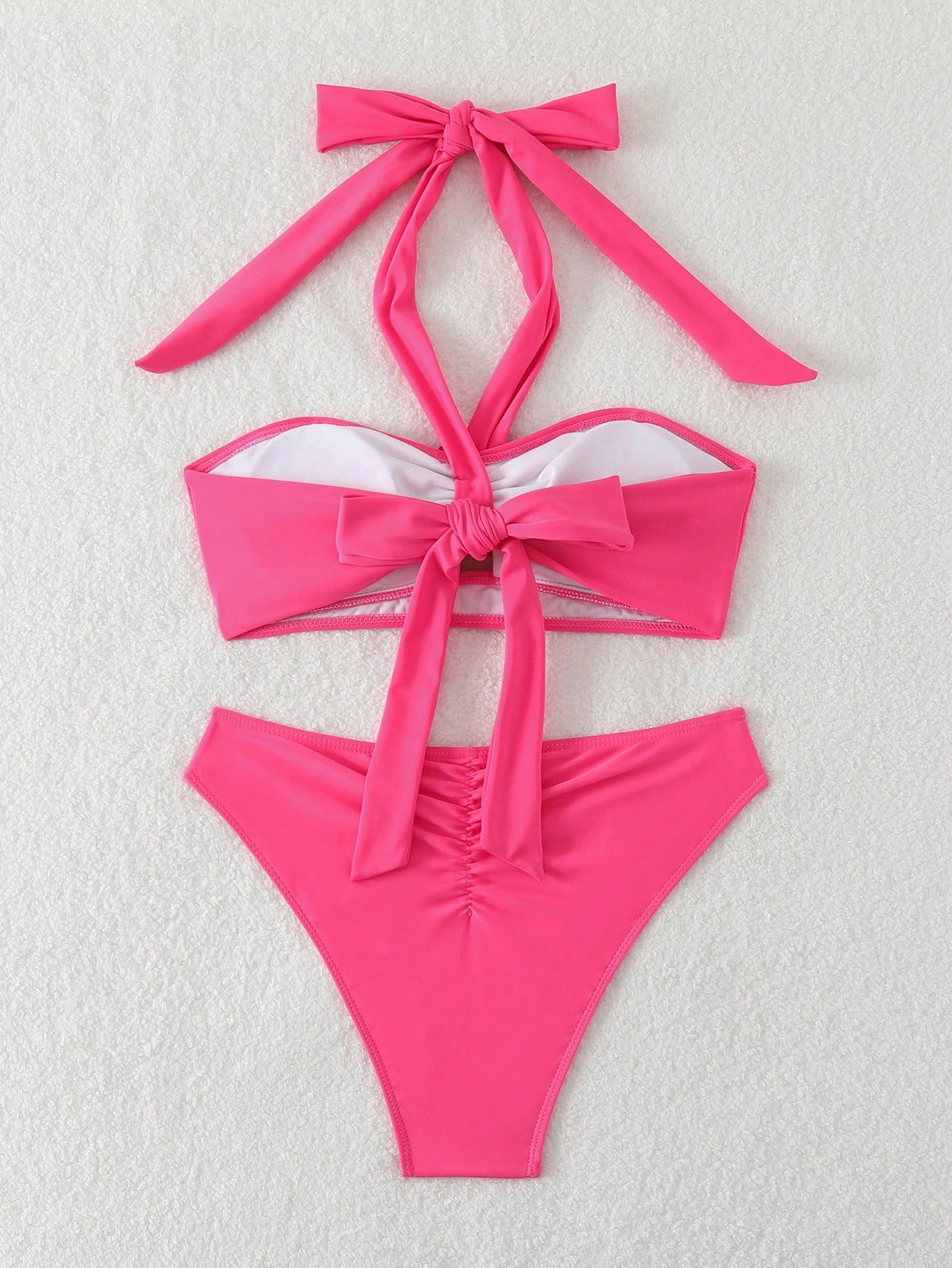 SHEIN Swim Mod Elegant 3D Floral Decor Halter Tie Summer Swimwear Bikini Set, Casual Beach Wear