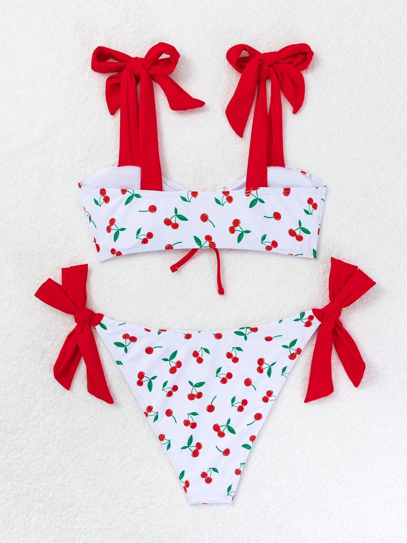 SHEIN Swim Mod Women Sexy Cherry Print Tied Bikini Set Summer