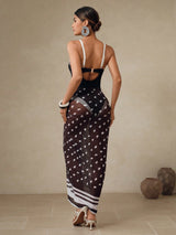 SHEIN Swim Oasis 1pc Elegant Black & White Polka Dot Push-Up One Piece Swimsuit