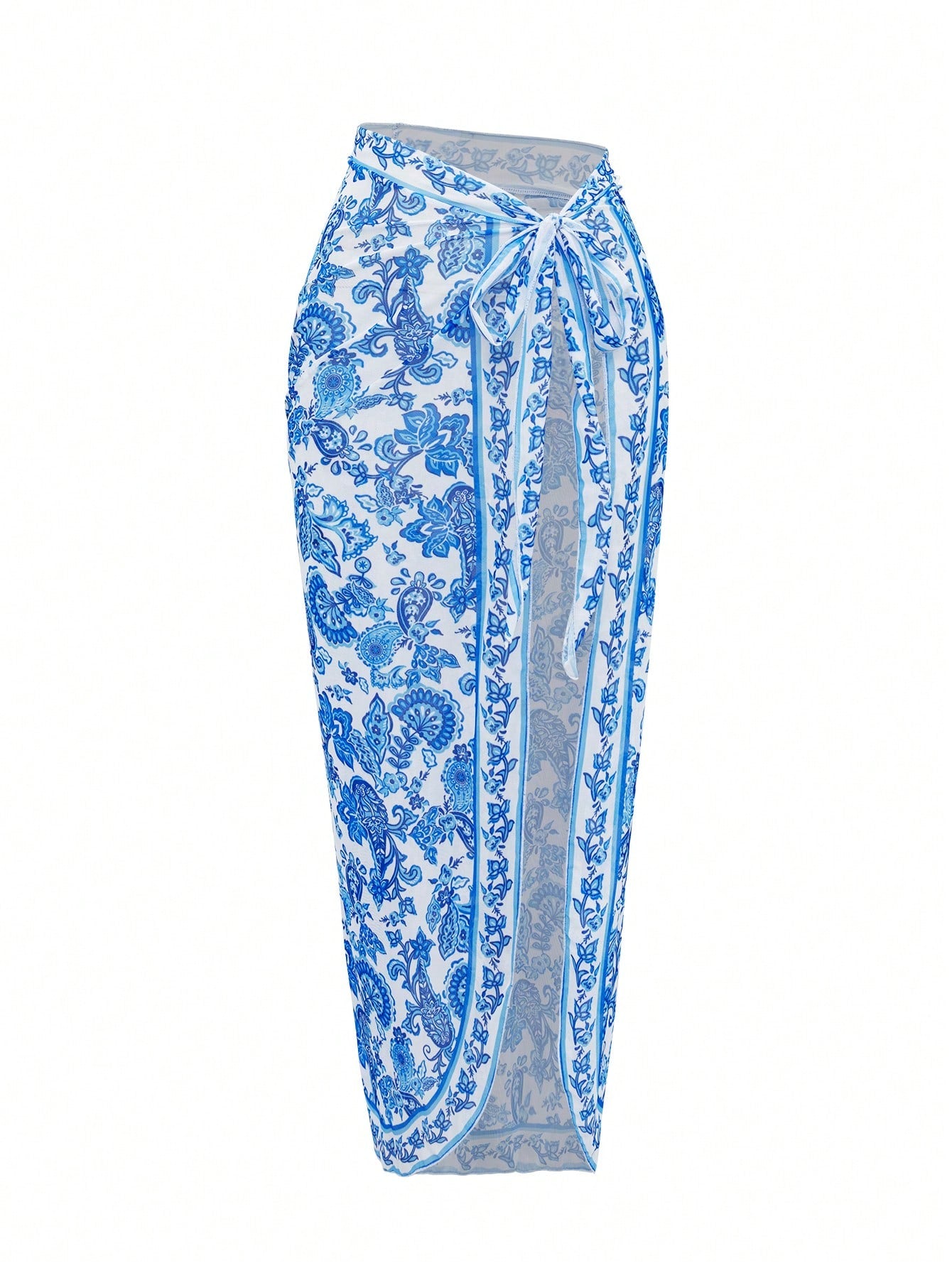 مايوه SHEIN Swim Oasis 26SS لربيع وصيف 26SS، شاطئي ومنتجعي أنيق راقٍ مطبوع بنقشة الزخارف الصينية المصنوعة من السيراميك قطعة واحدة