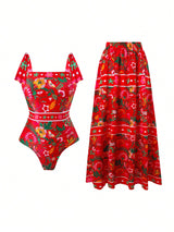 SHEIN Swim Oasis 2pcs/Set Women Random Printed Swimsuit