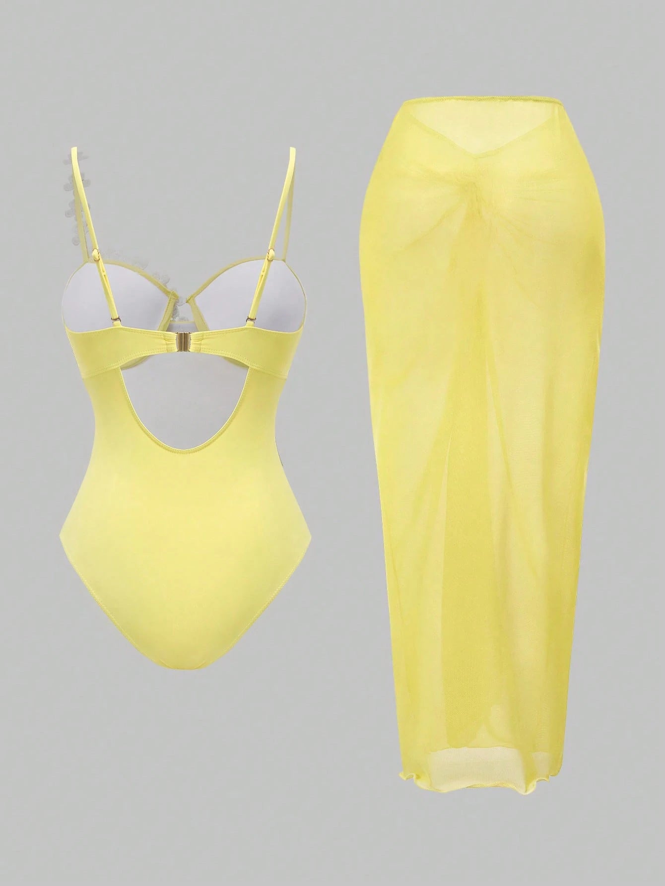 SHEIN Swim Oasis Summer Beach Outfits For Women Women's Push Up One-Piece Yellow Swimsuit